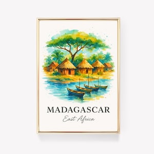 Madagascar Vintage Travel Poster, East Africa Wall Art, Madagascar Print, African Decor Gift