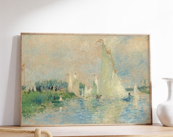Auguste Renoir - Regatta at Argenteuil (1874) | Vintage Poster | Landscape Oil Painting | Impressionism Scenery Print | Home Decor Wall Art