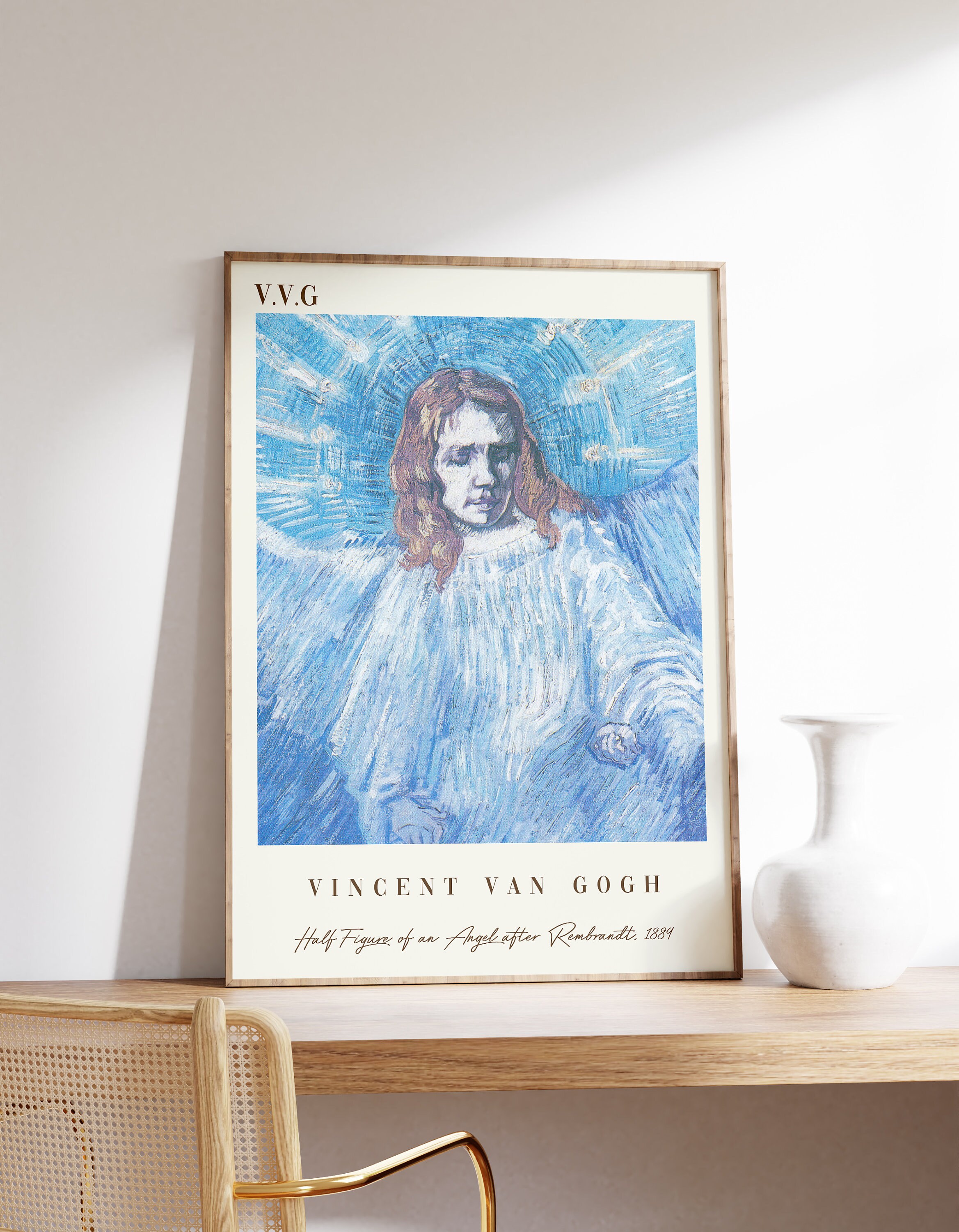 Van Gogh Poster | Half Figure of an Angel after Rembrandt | Angel Poster | Van Gogh Painting | Van Gogh Print | Museum Exhibition Poster