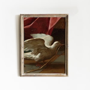 Doves Print | Dove Art Print | Dove Wall Art | Bird Art | Bird Print | Nursery Wall Decor | Vintage Oil Painting