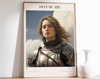 Joan of Arc Poster | Vintage Portrait | Historical Poster | Antique Home Decor | Library Decor