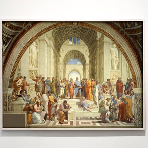 Raphael - The School of Athens (1511) - Classic Painting Photo Poster Print Art Gift Wall Home Decor Bedroom Kitchen Office For Him For Her