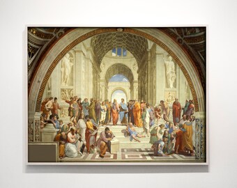 Raphael - The School of Athens (1511) - Classic Painting Photo Poster Print Art Gift Wall Home Decor Bedroom Kitchen Office For Him For Her
