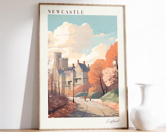 England Travel Poster | England Travel Print | England Wall Decor | Newcastle Poster | Travel Print