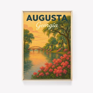 Augusta reisposter, Georgië kunst aan de muur, vintage Augusta print, Georgië canvas decor, Augusta cadeau