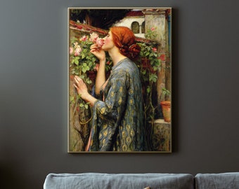 John William Waterhouse - The Soul of the Rose (1908) - Vintage Painting, Romance Decor, Poster Print Gift Wall Art - Valentine&#39;s Gift Love