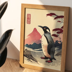 Premium Print | Penguin Poster | Japanese Painting | Mid Century | Ukiyo-e Painting | Fine Art Print | Museum Quality Print image 8
