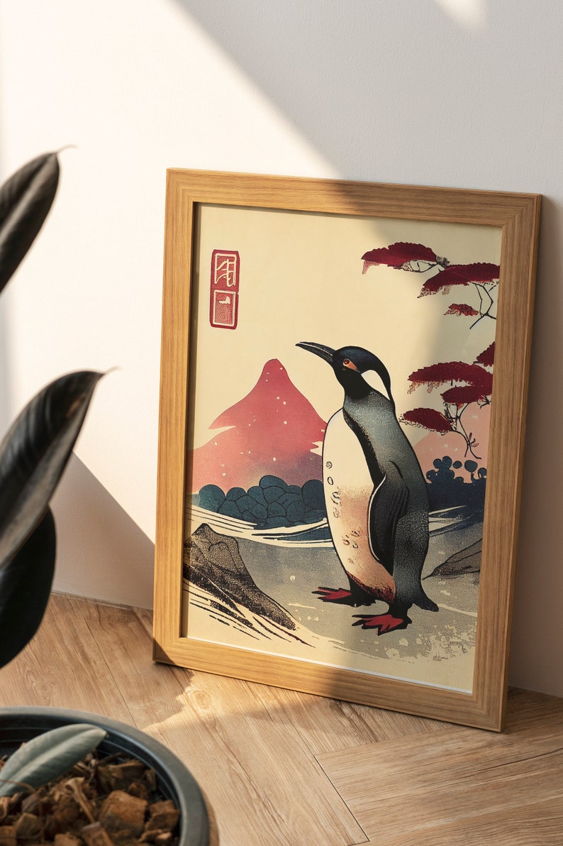 Premium Print | Penguin Poster | Japanese Painting | Mid Century | Ukiyo-e Painting | Fine Art Print | Museum Quality Print image 8