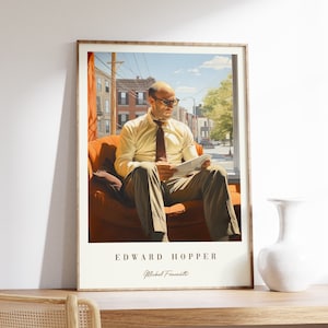 Michel Foucault Plakat | Edward Hopper | Jahrgang Michel Foucault | Moderne Wandkunst | Antiker Druck | Ästhetisches Dekor