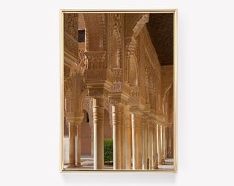Arte del Palazzo dell'Alhambra / Poster con design moresco / Stampa dell'Alhambra / Arte architettonica islamica / Dettagli del palazzo