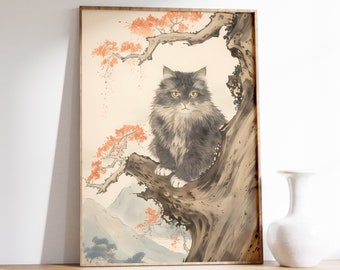 Japanese Art Print | Vintage Cat Print | Ukiyo-e Art Poster | Japanese Wall Art | Cute Cat Print | Antique Wall Art