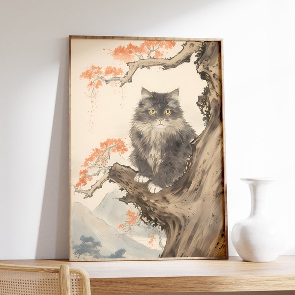 Japanese Art Print | Vintage Cat Print | Ukiyo-e Art Poster | Japanese Wall Art | Cute Cat Print | Antique Wall Art