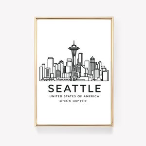 Seattle Travel Poster, United States Wall Art, Seattle Canvas Print, Seattle Washington Decor, USA Vintage Poster Gift