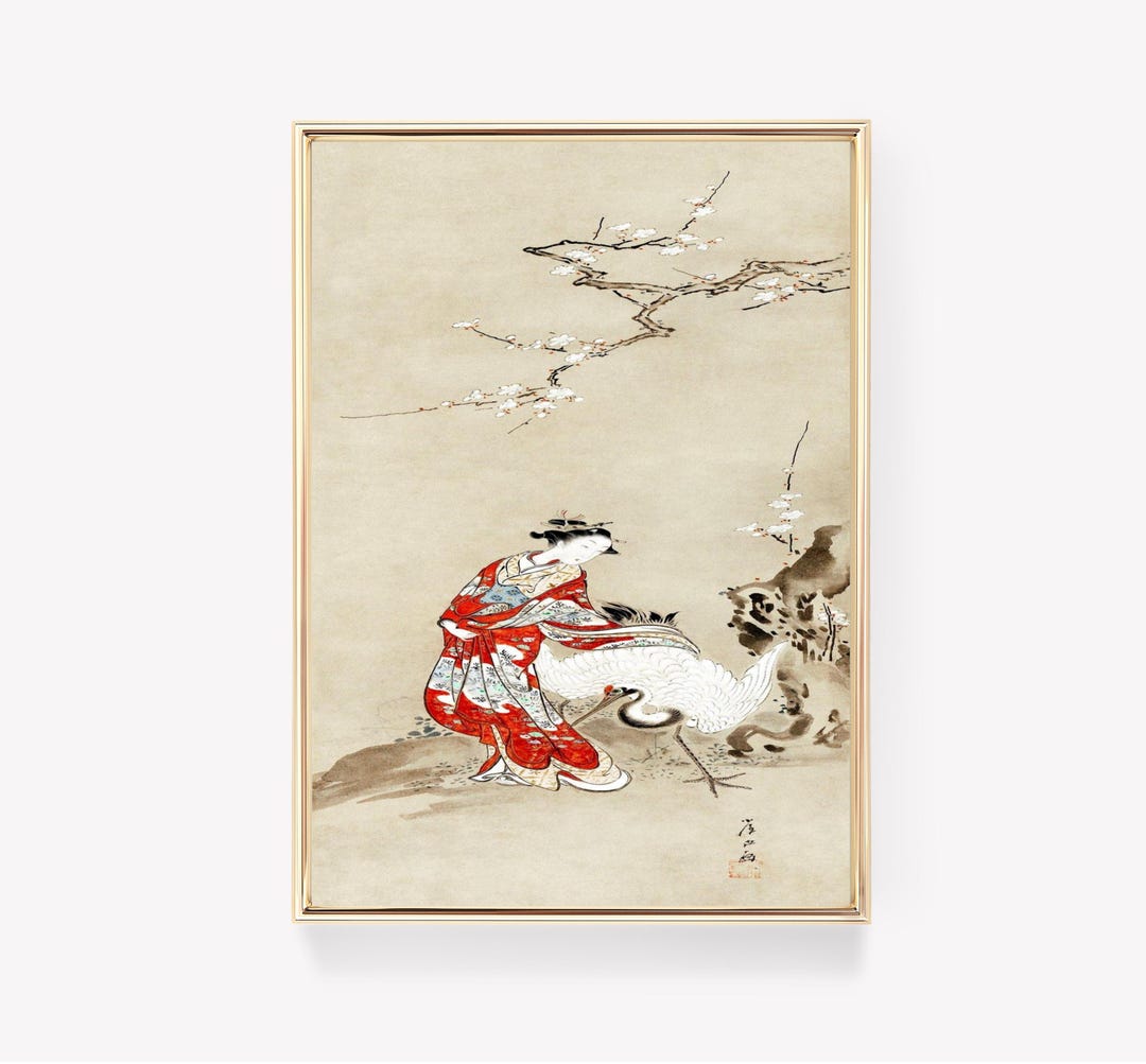 Hokusai Geisha | Crane Beauty | Japanese Art | Vintage Print | Timeless ...