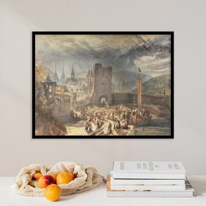 William Turner - A View of Boppart (1819) | Antique Landscape Painting | Wall Art Gift Poster Print | Vintage Art | Farmhouse Home Decor