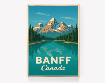 Banff Travel Poster, Canada Wall Art, Banff Print, Vintage Banff Decor, Canvas Art, Canadian Gift
