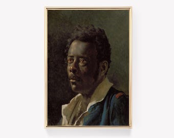 Porträtt av man | Blå jacka-konst | Géricault-tryck | Vintagemålning | Klassiskt manstryck | Heminredning