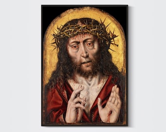 The Man of Sorrows - Religious Art - Crown of Thorns - Religious Wall Art - Gold Oil Painting - Jesus Art Print - Jesus Painting - Christ