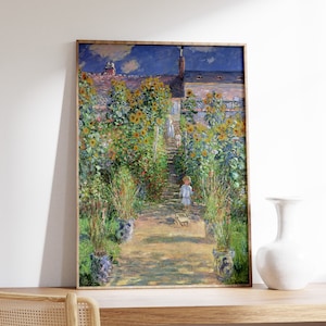 Vintage print | Claude Monet - De tuin van de kunstenaar in Vetheuil (1881) | Muurkunst | Kunstposter | Vintage poster | Schone kunsten