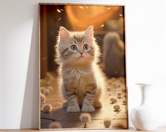 Lámina minimalista de gato / Arte de gato adorable / Lámina de arte de gato / Regalo para amantes de los gatos / Ilustración de gato / Arte mural de gato divertido / Arte minimalista