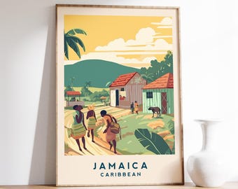 Reisafdruk Jamaica | Caribische reisposter | Caribische print | Caribisch kunstwerk | Jamaica-poster | Jamaica-muurdecoratie | Woondecoraties