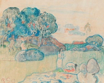 Paul Gauguin Tahiti | Gauguin Exotic Print | Tahitians Art | Vintage Painting | Landscape Poster | Wall Print