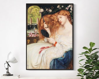 Dante Gabriel Rossetti - Lady Lilith (1867) | Vintage Antique Painting Home Decor Poster Print Portrait Wall Art - Red Head Woman