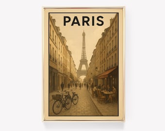 Paris Vintage Travel Poster, France Wall Art, Paris Print, Retro French Decor, Eiffel Tower Gift
