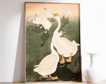 Japanese Animal Art Prints | Ohara Koson Print | Geese Print | Botanical Poster | Japanese Animal Decor | Japanese Wall Art