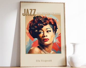 Ella Fitzgerald Poster | Musical Print | Jazz Poster | Jazz Portrait | Musical Decor | Jazz Art Print | Home Decor