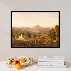 Jasper Francis Cropsey - paisagem de outono (1875) | Pôster de lona de paisagem, arte de parede, montanha, antigo, vintage, impressão de presente, pintura de decoração de casa