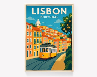 Lisbon Travel Poster, Portugal Wall Art, Lisbon Print, Vintage Poster, Europe Decor