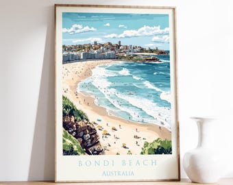 Bondi Beach Travel Poster | Bondi Beach Travel Decor | Australia Poster | Australia Print | Travel Print