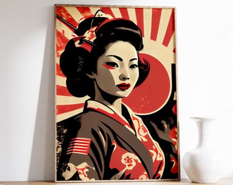 Geisha Art Print | Geisha Wall Art | Japanese Poster | Japanese Decor | Vintage Print | Oriental Wall Decor | Asian Art Decor | Retro Decor