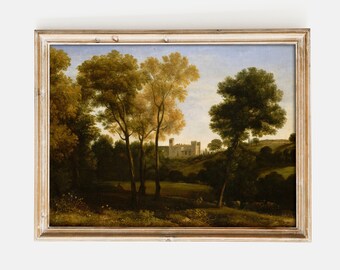 Claude Lorrain - View of La Crescenza (1648) | Vintage Landscape Field Antique Wall Art Print Poster Rustic Forest Painting Home Decor