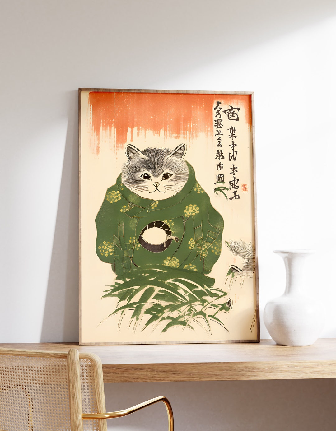 Japanese Cat Poster | Funny Cat Print | Japanese Cat Print | Cat Wall ...