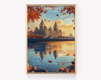 Liverpool Print | Liverpool Poster | UK Cityscape Art | Liverpool Landmark Art | Waterfront Wall Art | England Travel Print