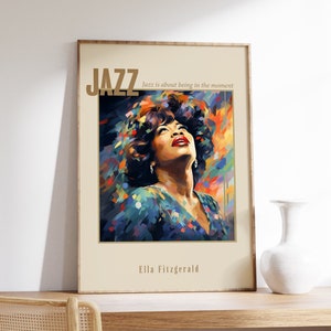 Ella Fitzgerald Poster | Musikalischer Druck | Poster | Jazz Porträt | Musik Dekor | .Jaspis Art Print | Wohndekor