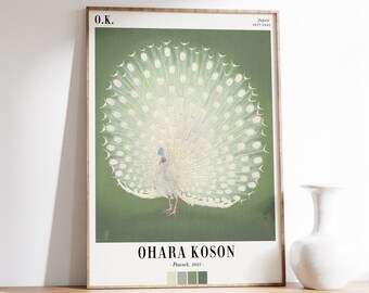 Ohara Koson Art Prints | Exhibition Poster | Japanese Wall Art | Peacock Print | Peacock Wall Art | Ohara Koson Wall Art | Living Room Decor