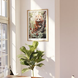 Japanese Art Print | Red Panda Print | Animal Wall Art | Traditional ...