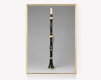 Stampa clarinetto vintage / Arte di strumenti antichi / Decorazione murale / Musica vintage / Stampa collezione museo / Arte clarinetto