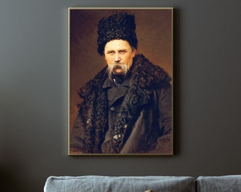 Ivan Kramskoi - Taras Shevchenko (1871) - Bedroom Painting Photo Poster Print Art Gift Home Museum Giclée Portrait - 12x10, 18x24, 24x36