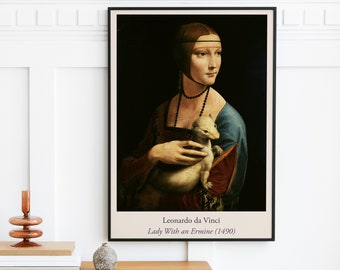 Poster / Tableau Sur Toile La Dame à L'hermine - Leonardo Da Vinci - DìMò ART (neuf)