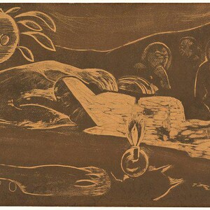 Póster de Paul Gauguin / Te Po / Arte de escena nocturna / Pintura vintage / Decoración de pared / Impresión de obra de arte histórica
