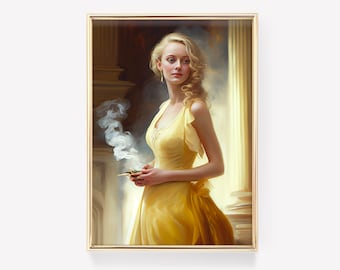 Stimmungsvolles Portrait Frau | Schönheit Frau Kunst Dekor | Ölgemälde | Antike Frauen Portrait Druck | Vintage Kunst