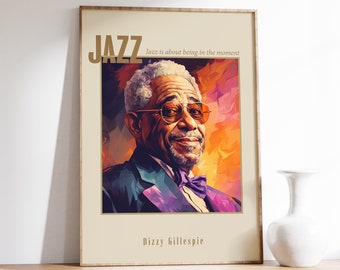 Dizzy Gillespie Poster | Musical Print | Jazz Poster | Jazz Portrait | Musical Decor | Jazz Art Print | Home Decor