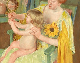 Moeder en kind | Cassatt-print | Mary Cassatt-kunst | Vintage schilderij | Klassieke kunstafdruk | Wanddecoratie |