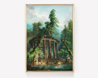 Premium Print | Hubert Robert | The Bathing Pool Poster | Vintage Painting | Fine Art Print | Museum Quality Print