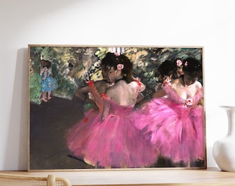 Edgar Degas Plakat - Tänzerinnen in Pink (1885) | Vintage Malerei, Tänzer Poster, Antique Fine Art, rosa Druck, tanzender Ballsaal, weibliches Geschenk