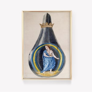 Allegorical Figure | Glass Vessel Art | Unique Painting | Abstract Print | Vintage Painting | Wall Decor